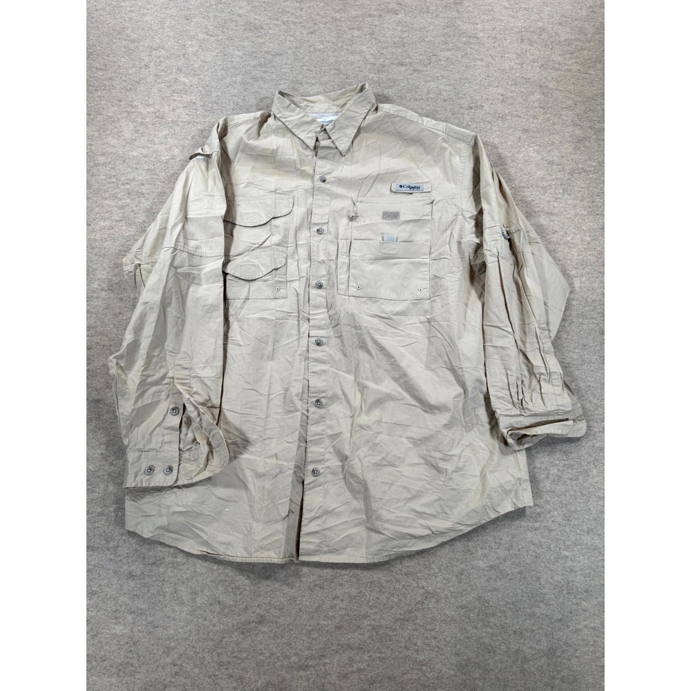 Columbia PFG Fishing Shirt Mens XL Beige Norfolk Southern Embroidered Vented